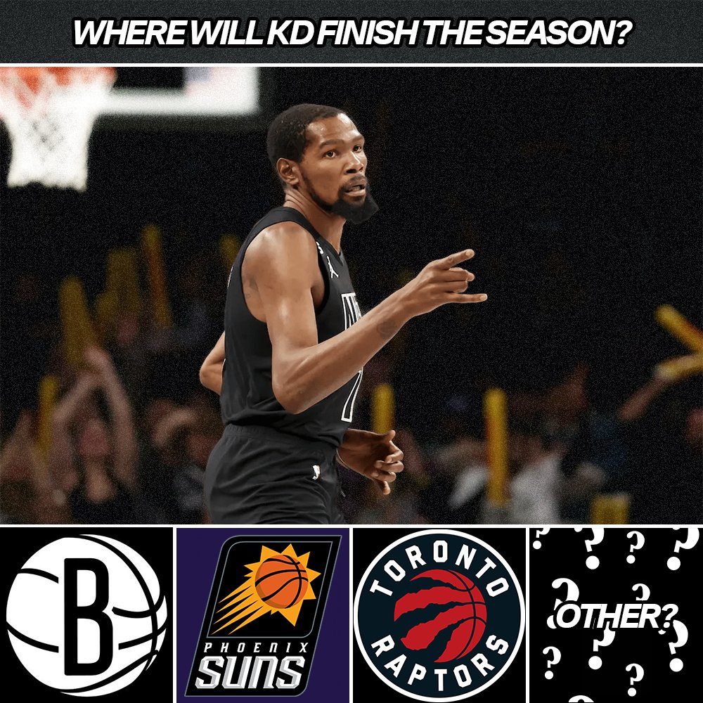 Take your best guess:

What team will Kevin Durant be on after Thursday's trade deadline?