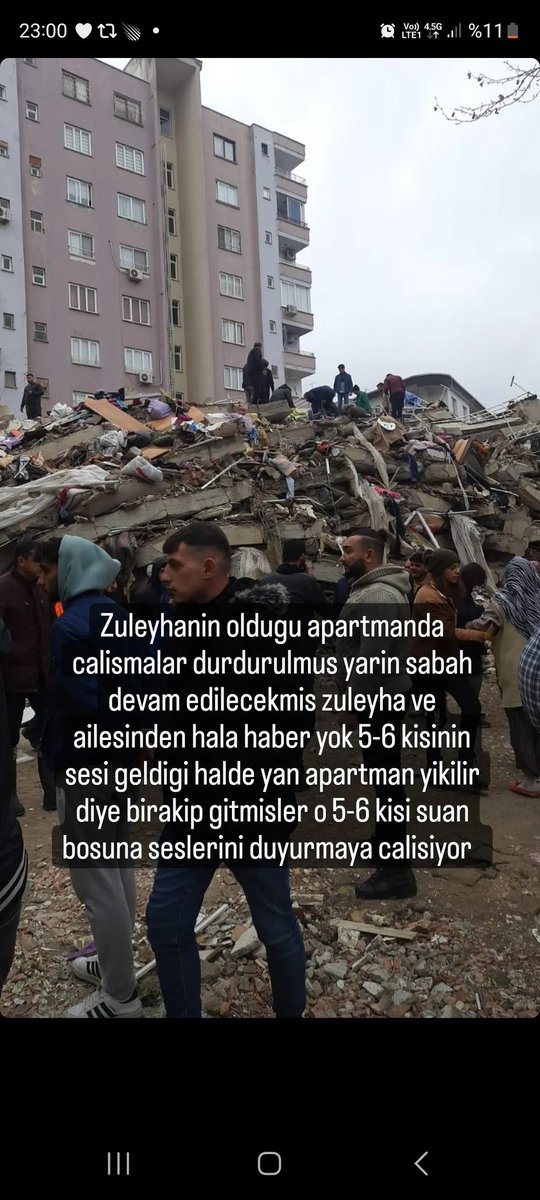 MarryWoors's tweet photo. Osmaniye merkez Esenevler mahallesi istasyon caddesi 15536 sokak palmiye apartmanı, Züleyha Konur  göçük altındalar . Çalışmalar durdurulmuş sabah başlanacak arkadaşlar nolur yardım edin sabaha kadar mahvolacaklar #HalukLevent #halukleventacil #deprem https://t.co/gUNKRoi3z0