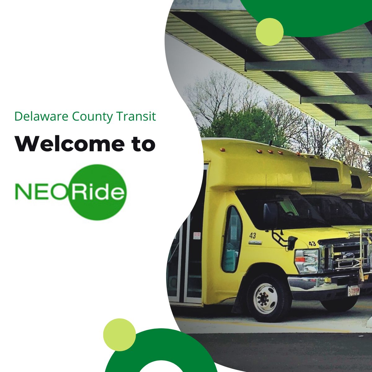NEORideTransit's tweet image. NEORide is growing once again! Say hello to our newest member @DCTDelCounty. Welcome to the NEORide family, we’re so happy you’re here! 🤗🎉