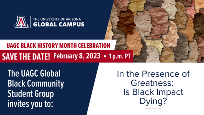 Join us for the discussion "In the Presence of Greatness Is: Black Impact Dying?" Hear testimonies about the effects of sacrifices, stances, Black men and women who have crossed lines and broken barriers have had on their lives. uagc-edu.zoom.us/meeting/regist… #UAGC #BlackHistoryMonth