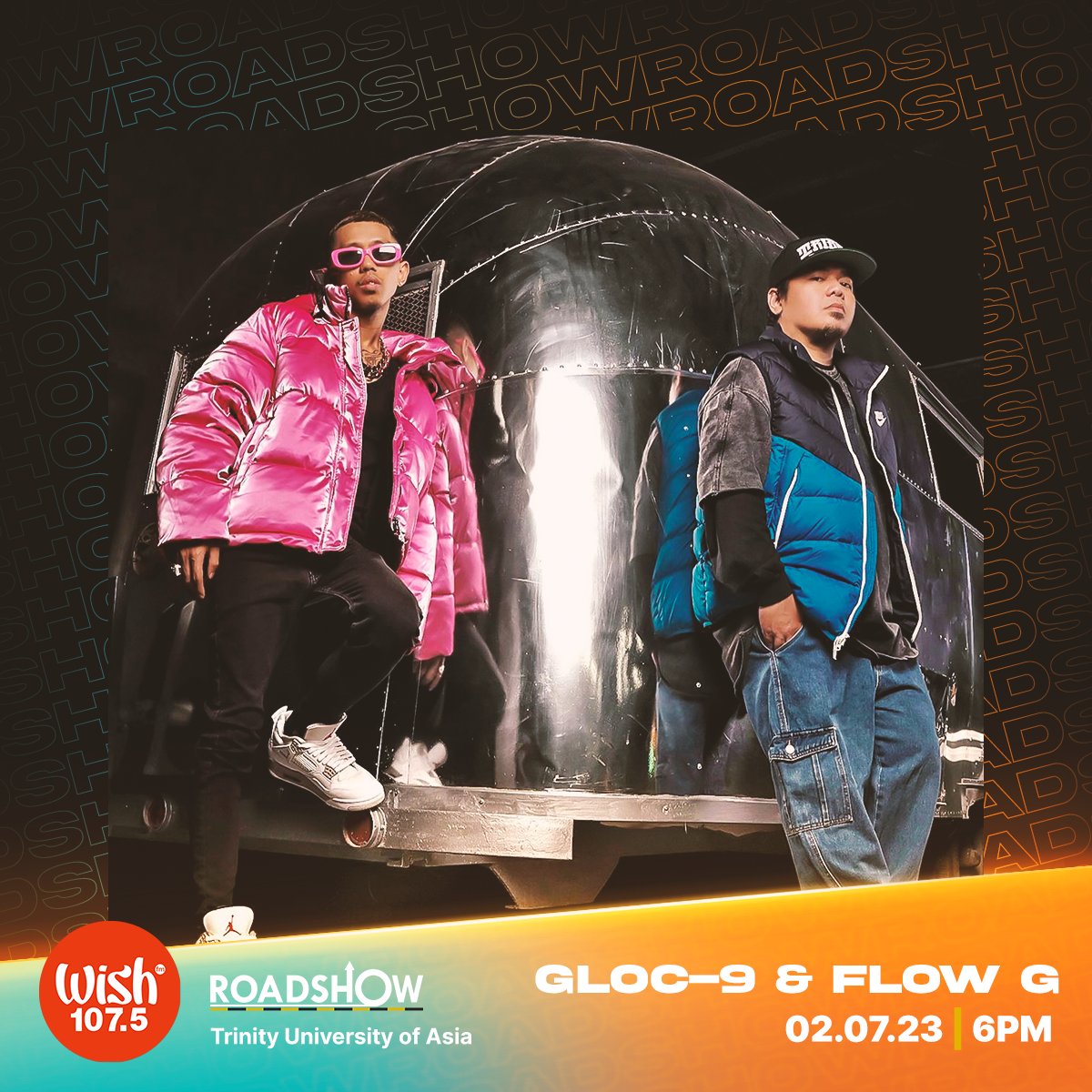 wish1075's tweet photo. Watch out for the live performances of rap icon @glocdash9, hip-hop act @plojiflowg199x, and alt-rock band @StereoScope on today's Roadshow!

The Wish Bus will be heading over to Trinity University of Asia! https://t.co/3ctslZyKh0