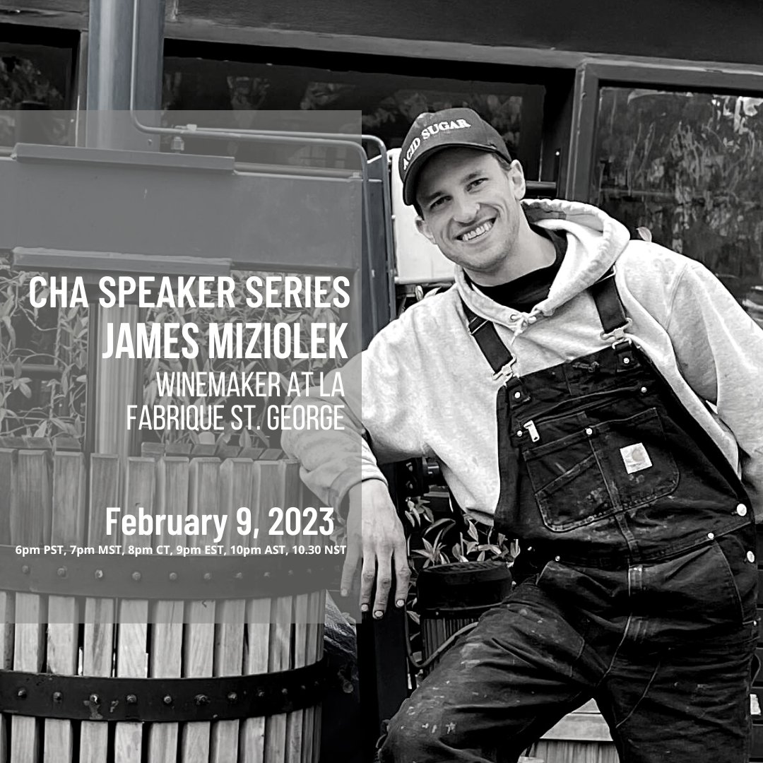 We are very excited to bring back our #CHASpeakerSeries this Thursday Feb 9 @ 9pm EST. 

James Miziolek is the Winemaker at #FabriqueStGeorge in Vancouver &amp; he'll be presenting on Natural/ Native #Fermentation &amp; Aging of Wines &amp; #Cider in #Qvevri.

#canadahomebrews
