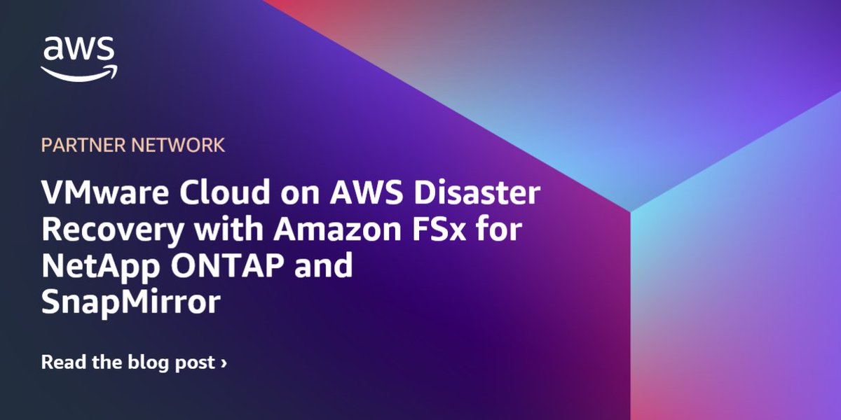 VMware Cloud on AWS Disaster Recovery with Amazon FSx for NetApp ONTAP and SnapMirror: In on-premises data centers, VMware virtualization and NetApp ONTAP storage are widely adopted solutions. The release of Amazon FSx for NetApp ONTAP and support for… dlvr.it/Sj2SNJ