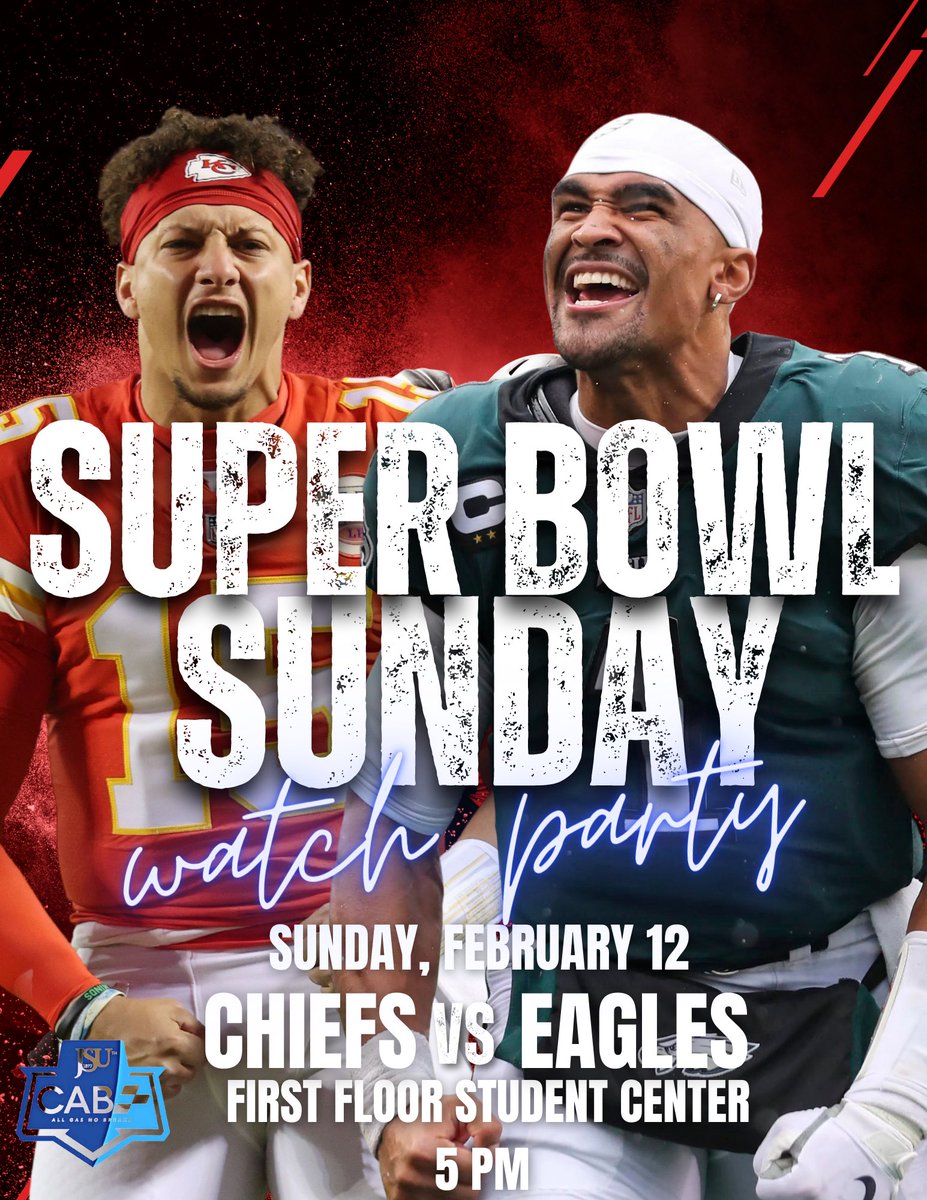 Tigers who do you think will win ?!?!? 

Join us Sunday February 12th for THEE SUPER BOWL SUNDAY WATCH PARTY 🎉 🏈 in the student center on the first floor 💙

#jsu24 #jsu25 #jsu26 #jsu23