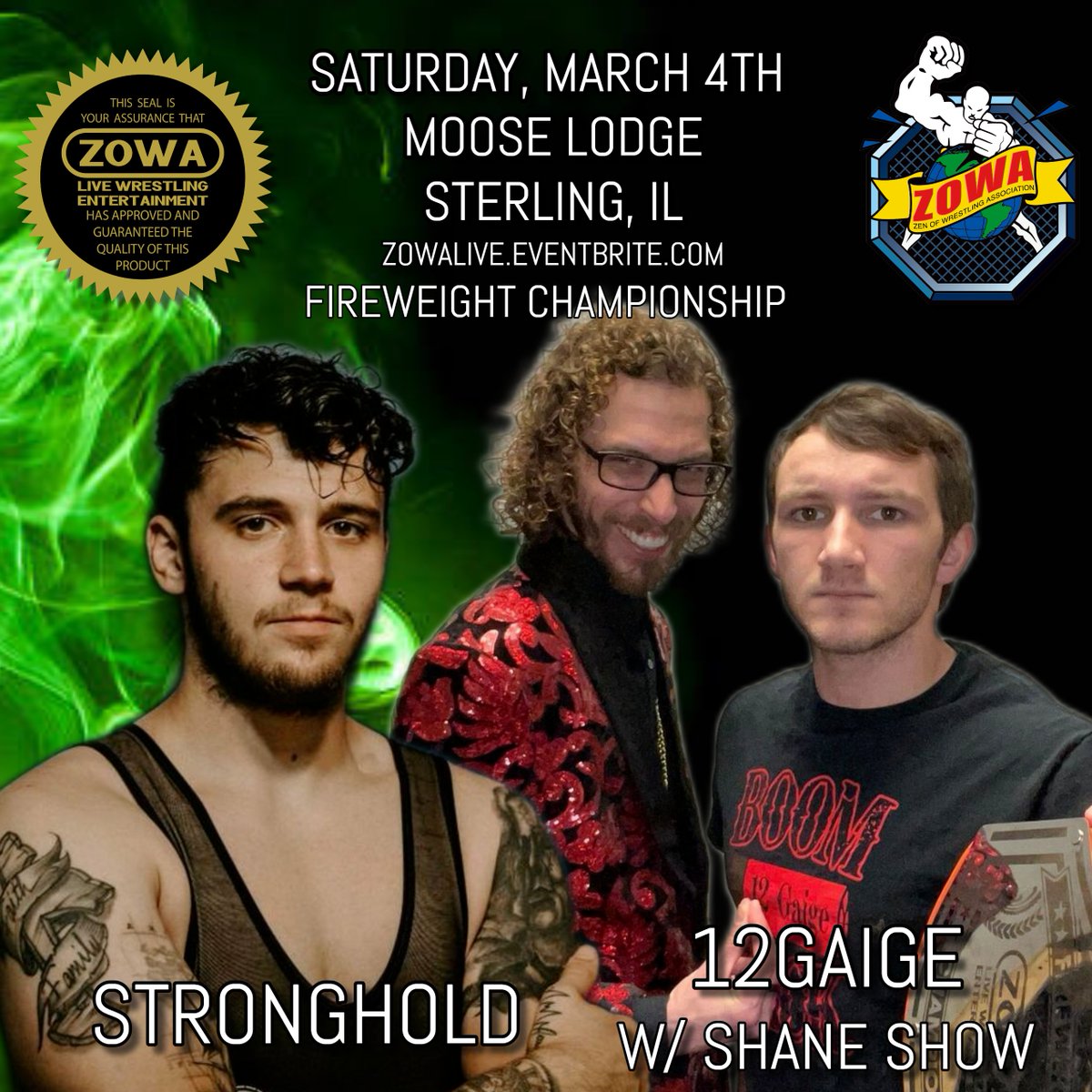 zowalive's tweet photo. Stone Stronghold will get a rematch against @12GaigeWrestles with his weasel manager @shanetheshow for the Fireweight Championship on Saturday, March 4th in Sterling! #ZOWA #ProWrestling #Fireweight #WWERAW
More match announcements next Monday night! https://t.co/6ibR1AQ4Im