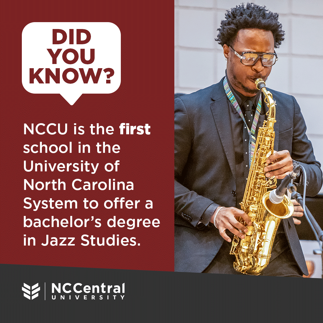 NCCU's tweet photo. Did you know? #NCCU is the 1st school in the UNC System to offer a bachelor’s degree in #JazzStudies. 
 
Led by Dr. Lenora Helm Hammonds, the program includes artists-in-residence, Grammy award-winning musicians Branford Marsalis and Joey Calderazzo.
 
#BlackHistoryMonth #HBCU https://t.co/OTgzyj73I5