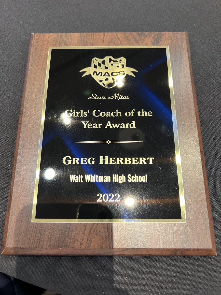 Congrats to <a href="/WWHSGirlsSoccer/">WWGS</a> coach Greg Herbert!  MACS coach of the year.