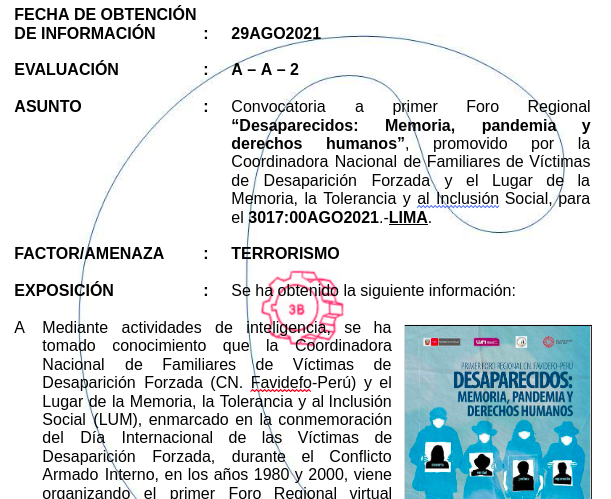 ErnestoCabralM's tweet photo. @ocoronelc Caso similar ocurrió en el pasado con la DIGIMIN de la Policía. Gracias a los #Contileaks nos enteramos que clasificaba como "factor/amenaza: terrorismo" a actividades del propio @MinjusDH_Peru y @LUMoficial https://t.co/jvYPQpZ8Su