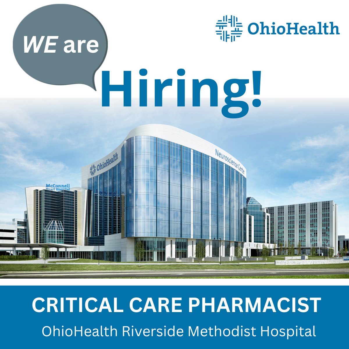 WE are hiring @OhioHealth! Job description and application 👉 bit.ly/3lcL9Wf

#ClinicalPharmacy #Pharmacy #Hiring  #TwitteRx