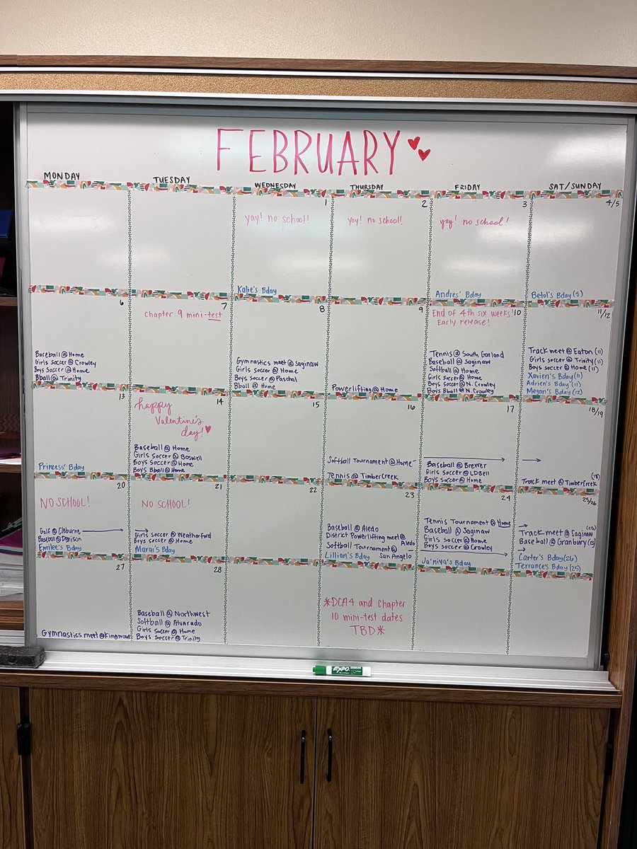 Wow February is busy with birthdays and alllll the sports! My students do it all! Did I miss anything?!🤩 #RangersRide @ChisholmTrailHS