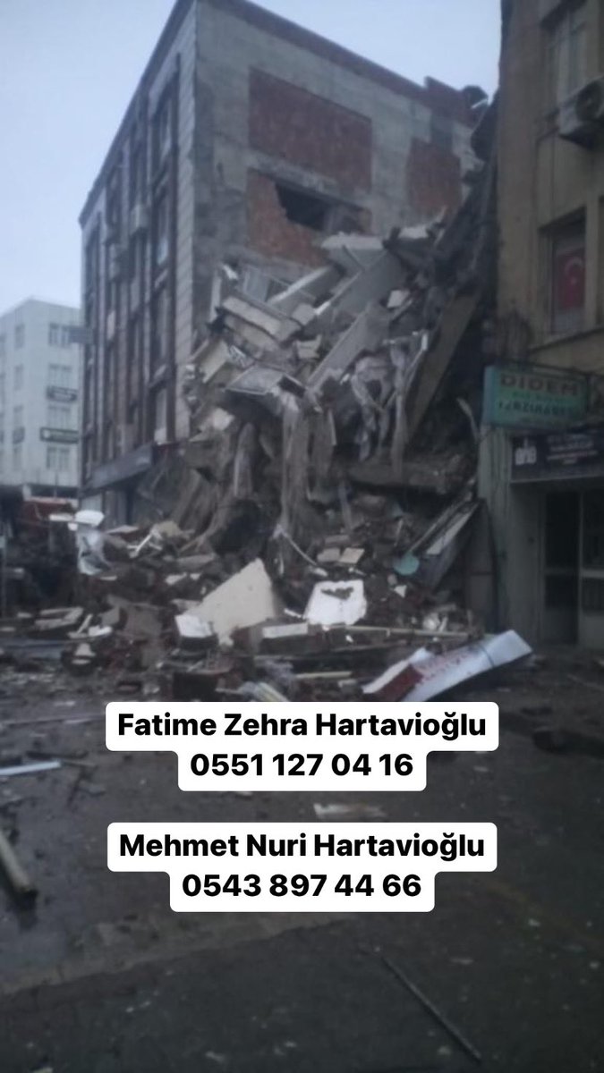 MelisEr08's tweet photo. @BabalaTv MERKEZ / ADIYAMAN
Hocaömer Mah. Kaya apt. Kelebek kırtasiye üstündeki bina

İçerde göçük altında kalanlar var. Ekipler henüz ulaşmamış lütfen yardımcı olun lütfen paylaşın.

Fatime Zehra Hartavioğlu 0551 127 04 16

Mehmet Nuri Hartavioğlu
0543 897 44 66 https://t.co/XItxgmFoTp