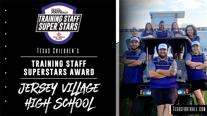 Hey <a href="/JerseyVillageHS/">Jersey Village HS</a>!

Show your training staff how much you appreciate them by voting for them to be the <a href="/TexasChildrens/">Texas Children's</a> Training Staff Superstars of the Year!

Voting = Unlimited through February 20th!

texasfootball.com/texas-children…

<a href="/CyFairISD/">Cypress-Fairbanks ISD</a> <a href="/jvfalconsath/">Jersey Village Athletics</a> <a href="/thevill_AT/">JVHS Sports Medicine</a>