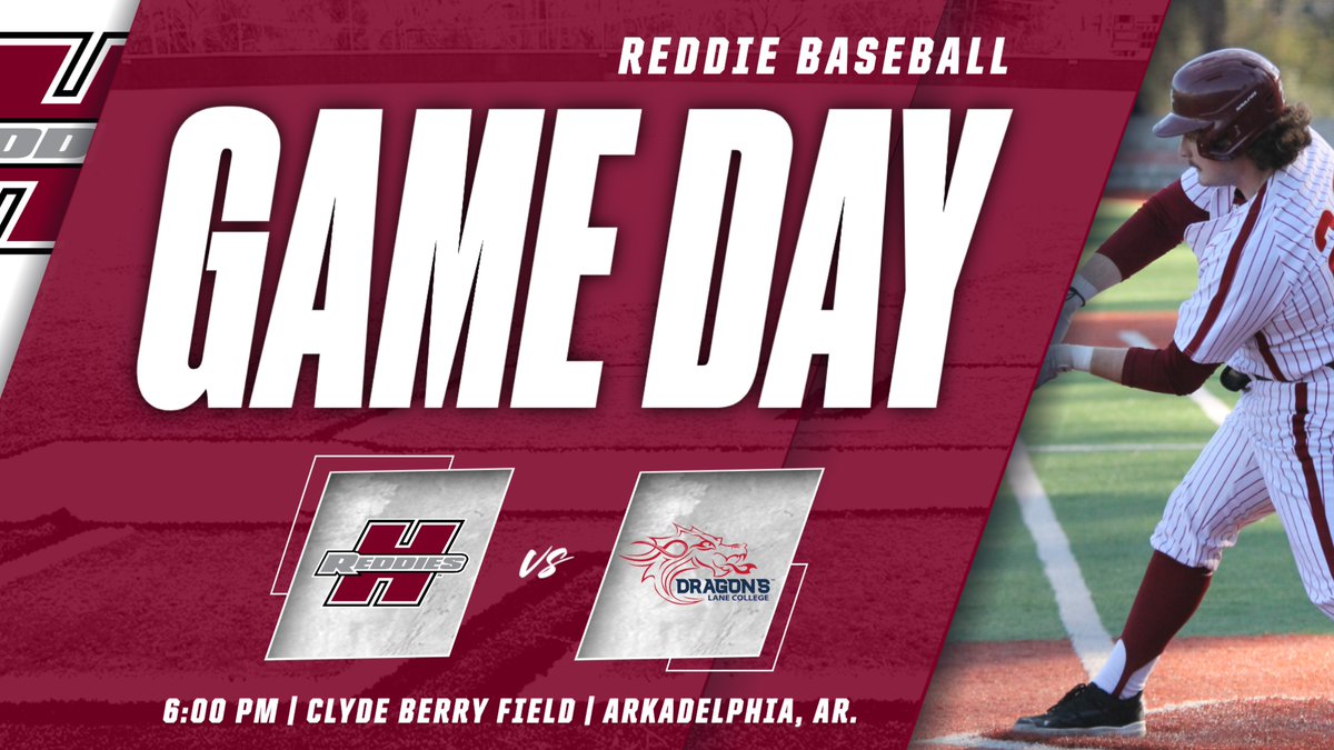 ReddieBaseball's tweet photo. It's 𝙂𝘼𝙈𝙀 𝘿𝘼𝙔 in Arkadelphia for HSU, who takes on Lane College under the lights at The Clyde! ⚾️

🆚 Lane College
⏰ 6:00 p.m.
📍 Clyde Berry Field
📺 https://t.co/W7VRQWAUoJ

#NoMereBeast https://t.co/fYI33Fy4A5