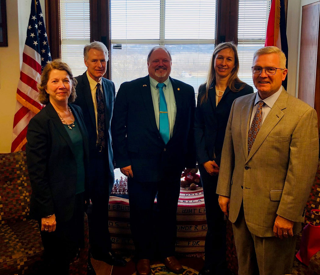 #MHECstatevisits are keeping us on the go! We are in #Missouri this week meeting with commissioners and higher education leaders. (L to R): MHEC President Susan Heegaard, MHEC COO Rob Trembath, Rep. Ed Lewis, &amp; MHEC VP Jennifer Dahlquist, &amp; Commissioner David Pearce.
