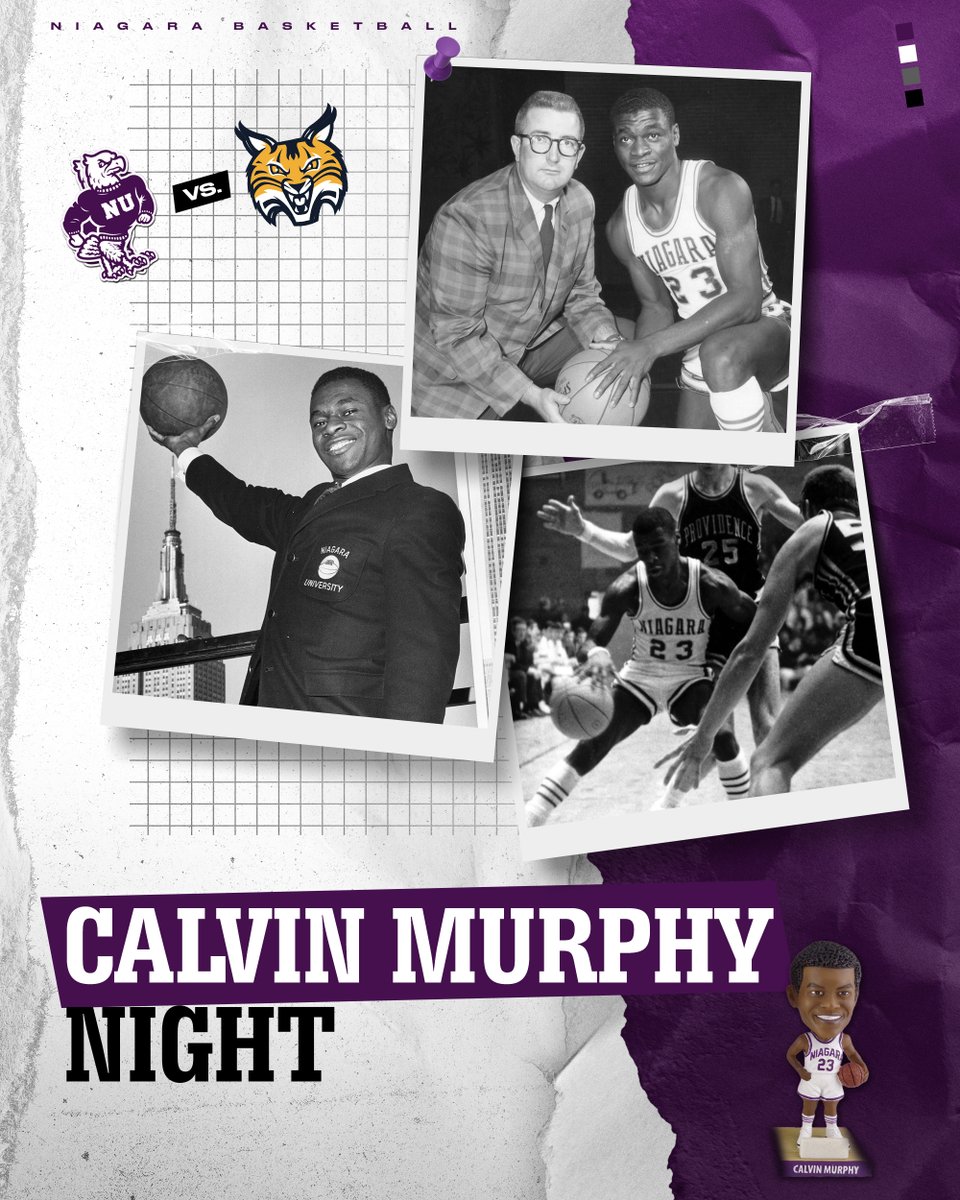 NiagaraMBB's tweet photo. We welcome back the 🐐 on Friday. 

Calvin Murphy Night will take place during the Purple Eagles' home contest vs. Quinnipiac Friday, Feb. 10, at 7 p.m.

📰: https://t.co/pPWmJPr7wV

🟣🦅🏀 https://t.co/JYnRhCu8KK