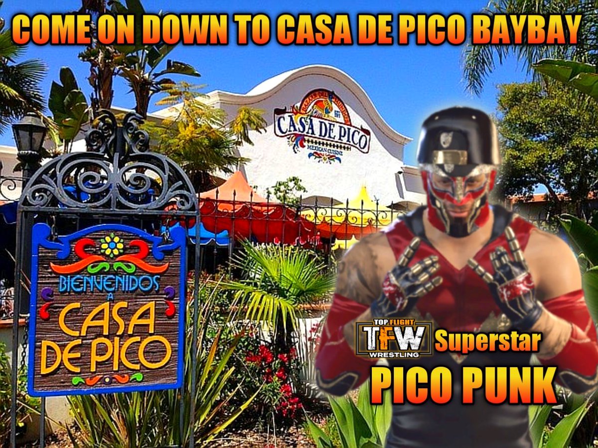 Come check out San Diego's hot spot for fine Mexican Dining... Casa De PICO! Place ur bet for me to regain MY US Title at ALL OUT and get 1 free Signature Pico Punk Margarita! #tfw #WWE2K22 #WrestlingTwitter #CAWmmunity #FYP