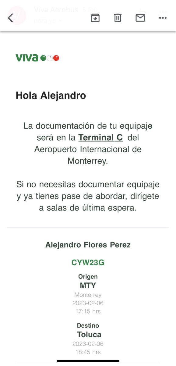 alexfloresp's tweet photo. @VivaTeEscucha @VivaAerobus recibo confirmación que Mi vuelo MTY-TLC sale de la C y en esta terminal me mandan a la A, pésima experiencia https://t.co/4UAf6vXRv4