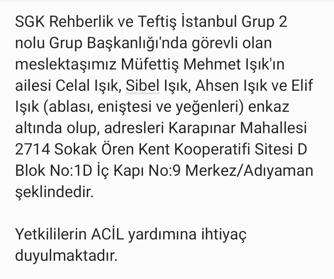 sosgumder's tweet photo. Acil Yardım Çağrısı                                                  
                                                    
 @TC_icisleri                       
 @adiyamangovtr                     
 @TSKGnkur                       
 @EmniyetGM             
 @AFADBaskanlik https://t.co/ADjJKAISad