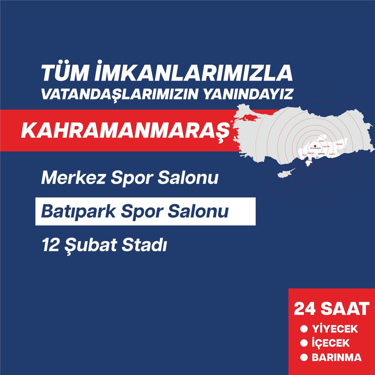 pusholder's tweet photo. Kahramanmaraş ve Adıyaman'da vatandaşlara açılan tesisler. https://t.co/404tR7M4yZ