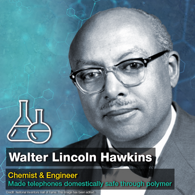 ComputerLunch's tweet photo. Walter Lincoln Hawkins focused on the development of plastics and universal telephone services. In 1956, he invented a thermal polymer that eventually replaced lead-based materials in household telephones. It is still used today in protecting fiber optic cables. #GreatScientists https://t.co/2eBtNxN7MM