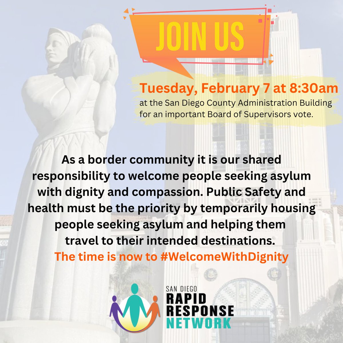 As a border community it is our shared responsibility to welcome people seeking asylum with dignity and compassion. The time to take action is now.