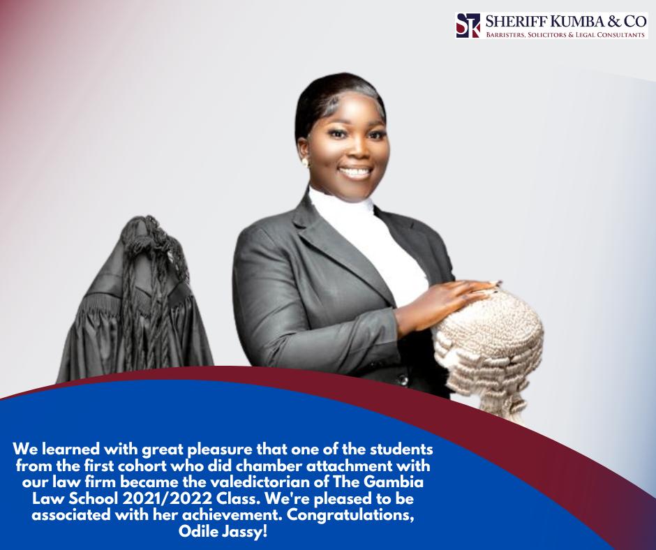 Congratulations, Odile Jassey on your Call to The Gambia Bar.