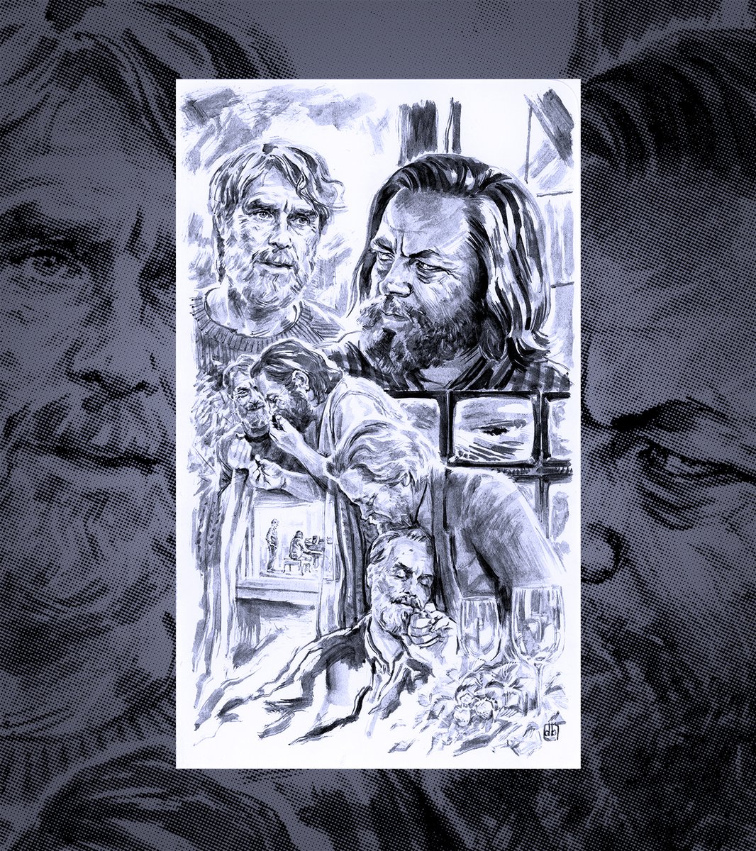 @clmazin @Neil_Druckmann @ebenbolter @TheLastofUsHBO @Nick_Offerman @Naughty_Dog Comparison between the original ink drawing (sketchbook paper 21x12 cm) and the digital poster edition.
 
🍓🍓 #TheLastOfUs 