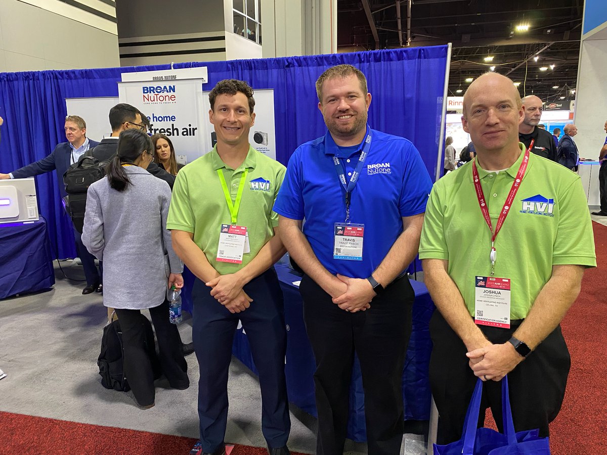 HVI staffers made the rounds today visiting HVI members' booths. Here they are with Travis Rasch of <a href="/BroanNuTone/">Broan-NuTone</a>. #AHRExpo #hvicertified #ventilation #iaq #ahrexpo2023