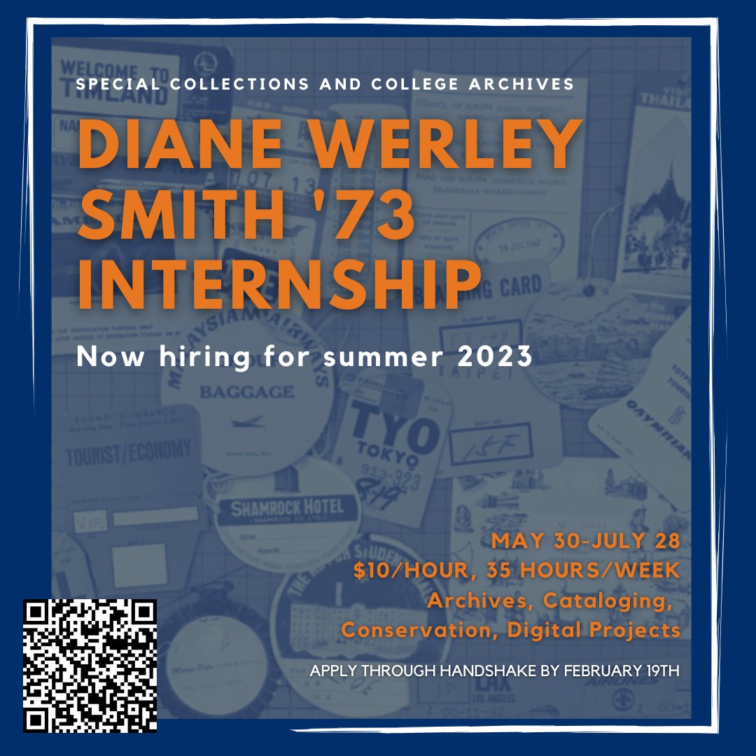 GburgColLibrary's tweet photo. The library is hiring! Open to Gettysburg College students of any year or major! Apply on Handshake (https://t.co/2M4vsWd4GO) or visit the Special Collections website for more information! https://t.co/28XOnwBWi2