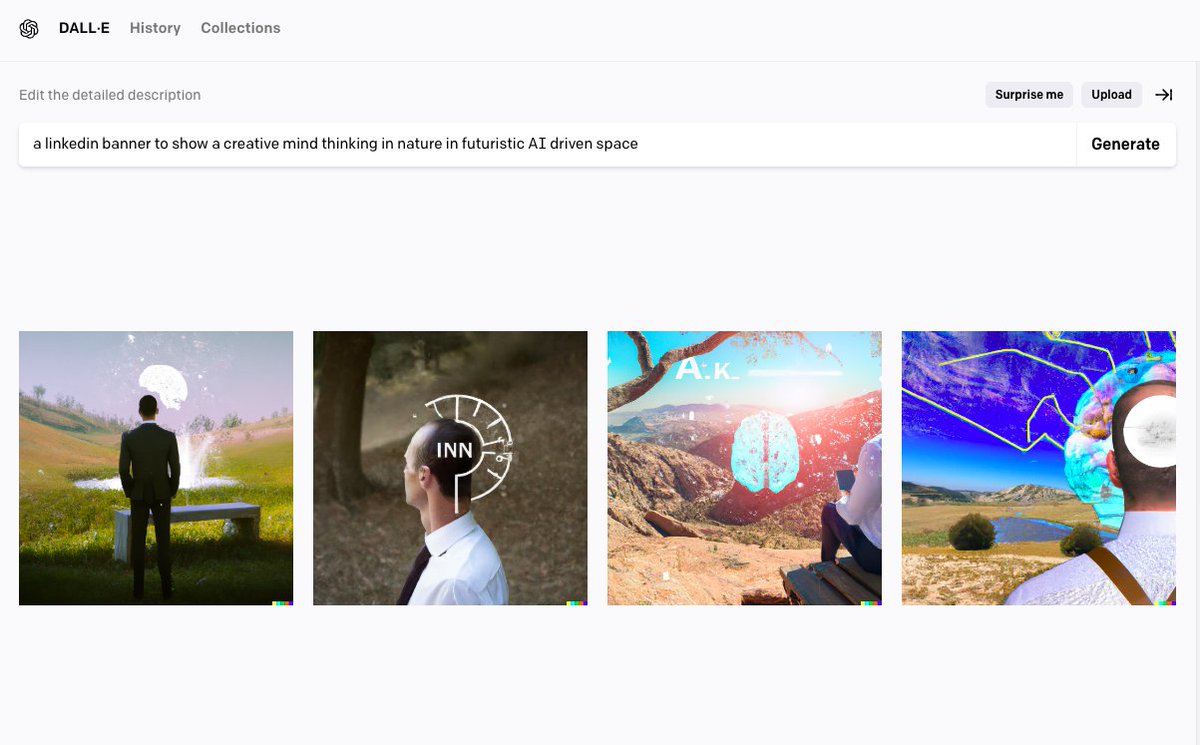 MehrotraDPT's tweet photo. I am stunned to see only images of men as 'creative mind' in pics from #dalle2 #openai #OpenAIChatGPT , where I have not specified any gender in text prompt. What biased data models &amp; algorithms are used? #invisiblewomen @sama @ilyasut @elonmusk @AndrewYNg @merci @CCriadoPerez https://t.co/mXPLlWtxHT