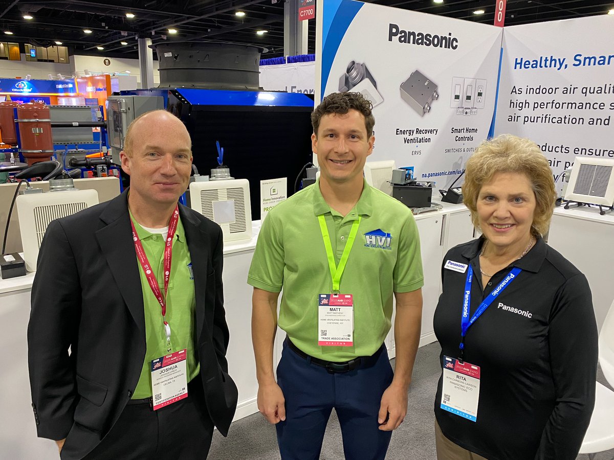 HVI staffers made the rounds today visiting HVI members' booths. Here they are with Rita Carbone-Lawson of <a href="/PanasonicIAQ/">Panasonic Breathe Well</a>. #AHRExpo #hvicertified #ventilation #iaq #ahrexpo2023