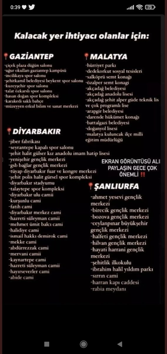 Kalinabilecek yerler #TurkeyEarthquake