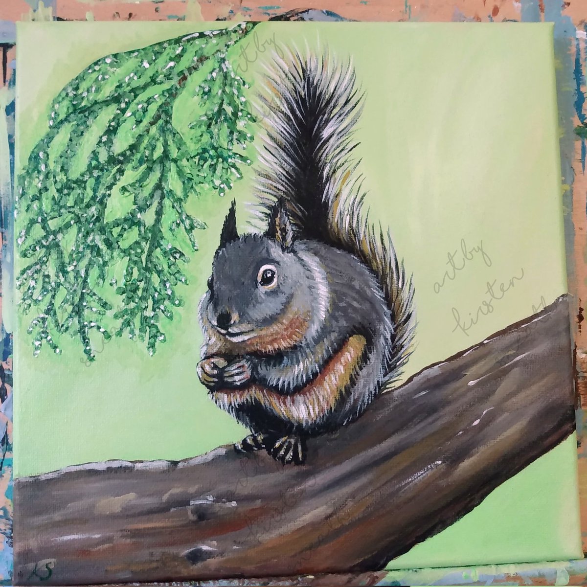 ksneathart's tweet photo. Just finished this little one. Inspired by my own photo taken last year of a little brown squirrel who we often see in the garden. So cute! #squirrelpainting #gardenvisitor #squirrel #brownsquirrel #cutesquirrel https://t.co/xPtDdo8KAQ