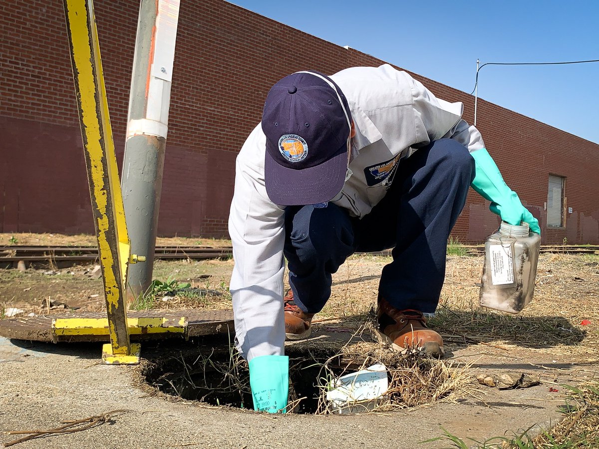 GLAmosquito's tweet photo. The District’s Operations division has many programs to tackle the millions of sources in our area. Vector Control Specialist Mares works in our Single-Route Program inspecting &amp; controlling #mosquitoes in sources like pools, drains, &amp; vaults - even in the #winter months! https://t.co/DirA2Km8v7