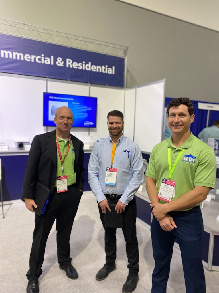 HVI staffers made the rounds today visiting HVI members' booths. Here they are with Corey Rensch of <a href="/ContinentalFan/">Continental Fan</a>. #AHRExpo #hvicertified #ventilation #iaq #ahrexpo2023