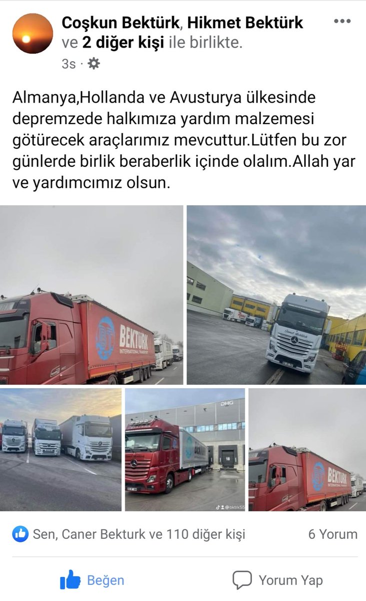 #Almanya #Hollanda #Avusturya dan ülkemize göndereceğiniz yardımlar için aile şirketimiz nakliye desteği saglamaktadir. Daha çok kişiye ulaşması için #RT

Coşkun Bektürk 05435083655
<a href="/c_bekturk/">C.bektürk</a>