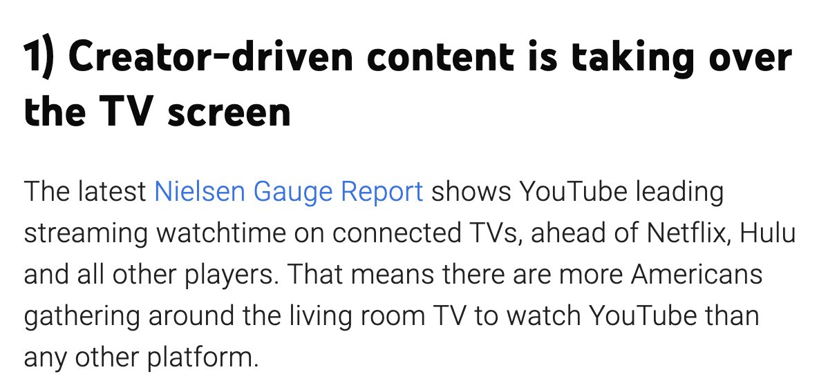 Holy crap...YouTube is the leading streaming service on connected TVs. blog.youtube/culture-and-tr…