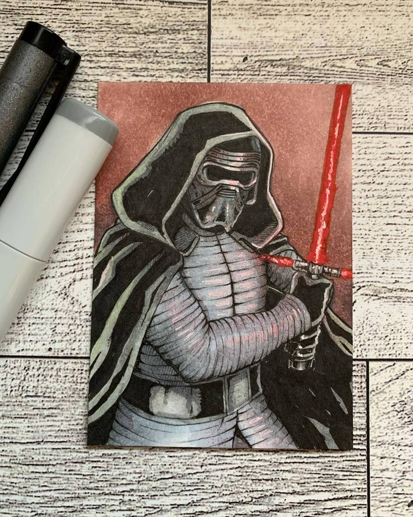 Guess I forgot to take a picture of the inks! Oops. 

Also I have a new camera mount so I’m hoping to have some process videos for you guys in the next few weeks!
.
.
.
#starwarsfanart #kyloren #bensolo #sketchcards #artistsketchcard #blanksketchcard #latinaartist