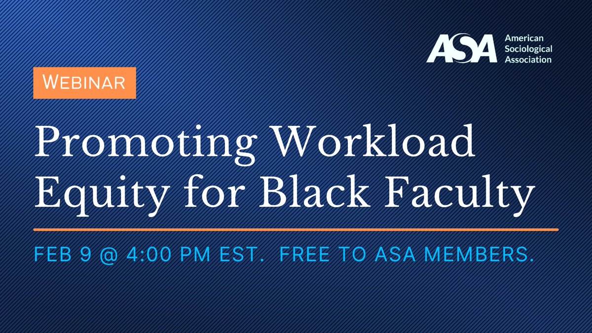 Workload equity highly impacts faculty &amp; department success. Littisha Bates <a href="/DrBatesPhD/">Dr. Littisha A. Bates</a>, Earl Wright II <a href="/EarlWrightII/">Dr. Earl Wright II</a> &amp; Vilna Bashi Treitler <a href="/vtreitler/">Dr. Vilna Bashi, PhD</a> discuss “Promoting Workload Equity for Black Faculty” 2/9 @ 4pm Eastern. Free for members.
bit.ly/3JN2mA0