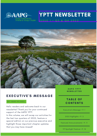 AAPGYP_TT's tweet photo. Welcome back to our AAPG YPTT Newsletter: A 2022 Recap! - https://t.co/R7IJiaXC9j https://t.co/h4ax0YzA0p