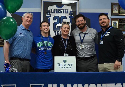HammHSBoysTrack's tweet photo. Congratulations to Senior Domenic DeRose who signed his National Letter of Intent to D1 Regent University. We are extremely proud of your commitment &amp; look forward to seeing you prosper! Your hard work, determination &amp; dedication got you here, enjoy it kid! #BlueDevilsPride https://t.co/dLnzJAnd7j