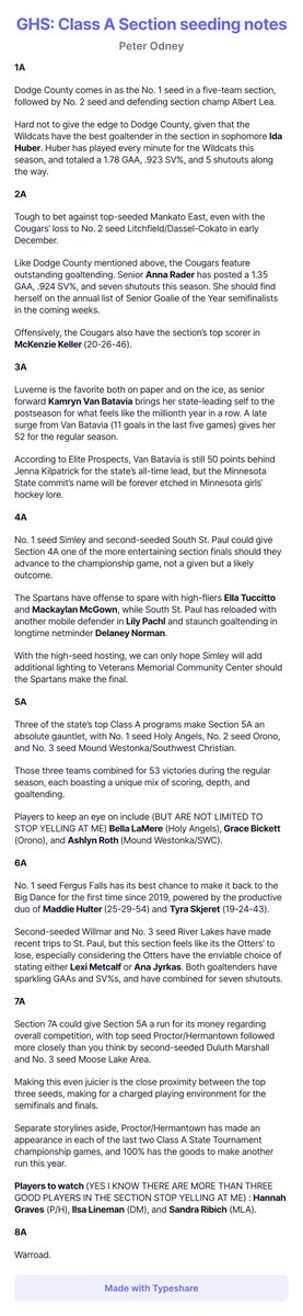 YouthHockeyHub's tweet image. GHS
Class A Section seeding notes

Section 5AA should be decided later tonight to complete the 16 

Will update master page once alerted to the final seeds