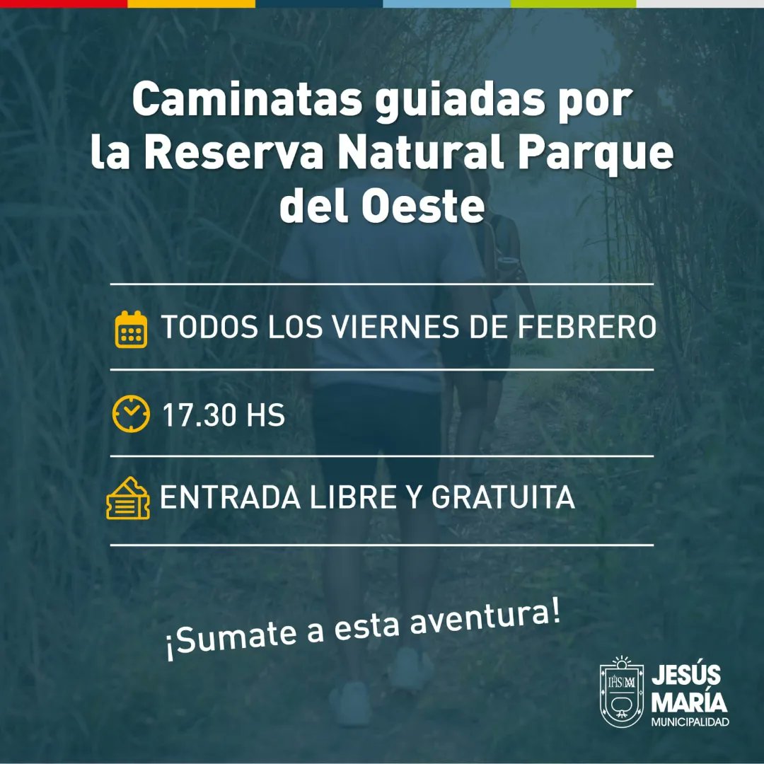 TurismoJesusMar's tweet photo. ¿Un imperdible de febrero? ¡Caminatas guiadas por el Parque del Oeste!🚶🏼‍♀️🚶

Una aventura para conocer en profundidad nuestra reserva natural 🌱 y estar en contacto con la naturaleza.

Si este finde nos visitás, o andás vacacionando por la ciudad, ¡sumate!😉

#JesúsMaríaEstáCerca https://t.co/U4foI7VDfN