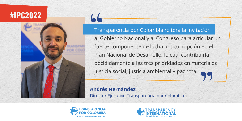 transparenciaco's tweet photo. Transparencia Internacional (@anticorruption) dio a conocer los resultados del #IPC2022, una medición en la que Colombia no ha mejorado su puntuación.
¡Hacemos una invitación al Gobierno Nacional para trabajar por el cambio!
Visita:
https://t.co/MMPcb4cWUR https://t.co/Opg0Eb7nTS