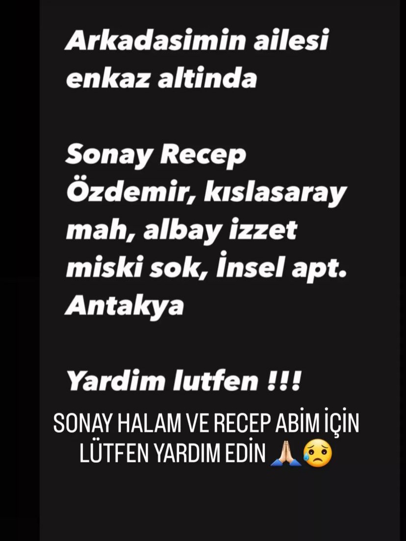 NigarFrncc's tweet photo. HEPSİ TEYİTLİ !

LÜTFEN YARDIM EDİN !

#Turkey #deprem https://t.co/Z1dv8tObhh