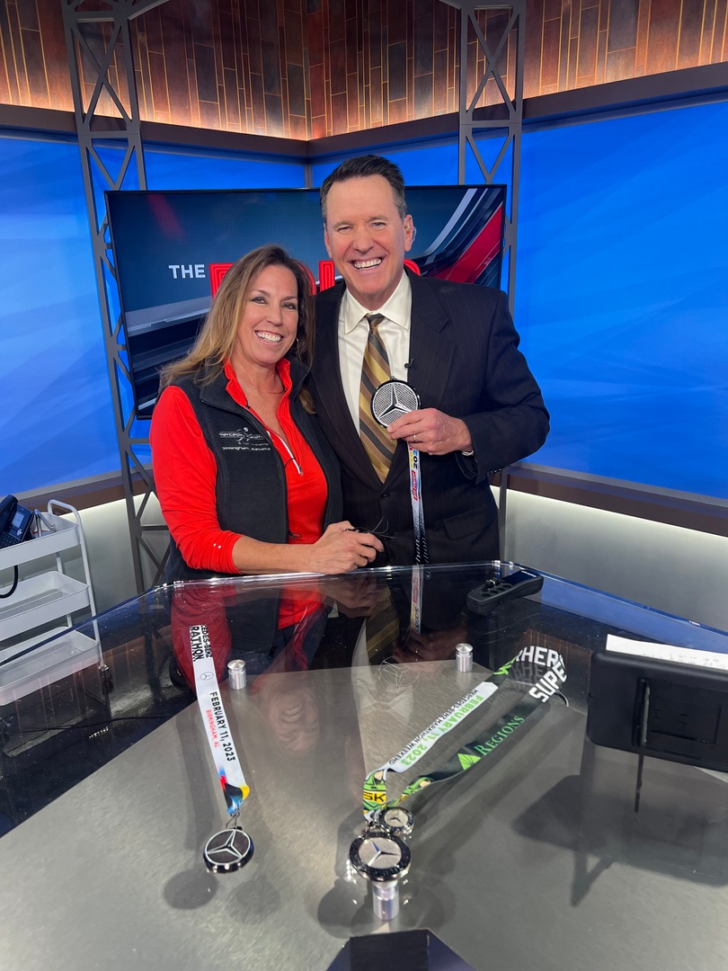 Run_Mercedes's tweet photo. It was a pleasure speaking with @SheldonFox6 on @WBRCnews today about all things MBMW! Those still interested in signing up can head to https://t.co/QGLdyVoJjp to join us for our BIG FINISH! #RunMercedes #MBMW2023 @THETRAKSHAK https://t.co/mD7rqYnlBa