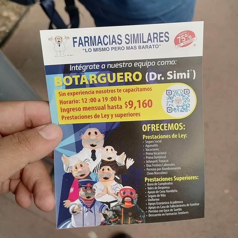 TerrorRestMX's tweet photo. En México puedes ser botarga del Dr Simi o sommelier de Pujol por (casi) el mismo sueldo. 

Solo que para la segunda te piden certificaciones, idioma, experiencia en alta cocina. https://t.co/uDDdWqE5NQ