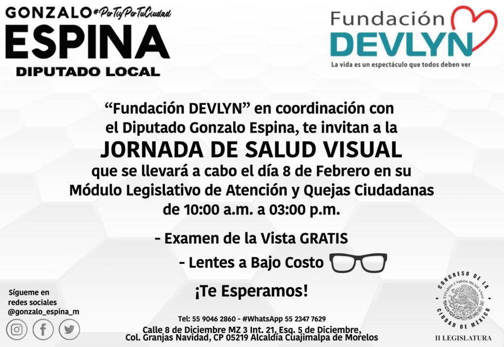 CDPanCuajimalpa's tweet photo. 🔹Comite PAN CUAJIMALPA te invita a la #JornadaVisual con asociacion Devlin y el Diputado @gonzalo_espina ¡No Faltes! 🤓 https://t.co/RsTdP4cgH9