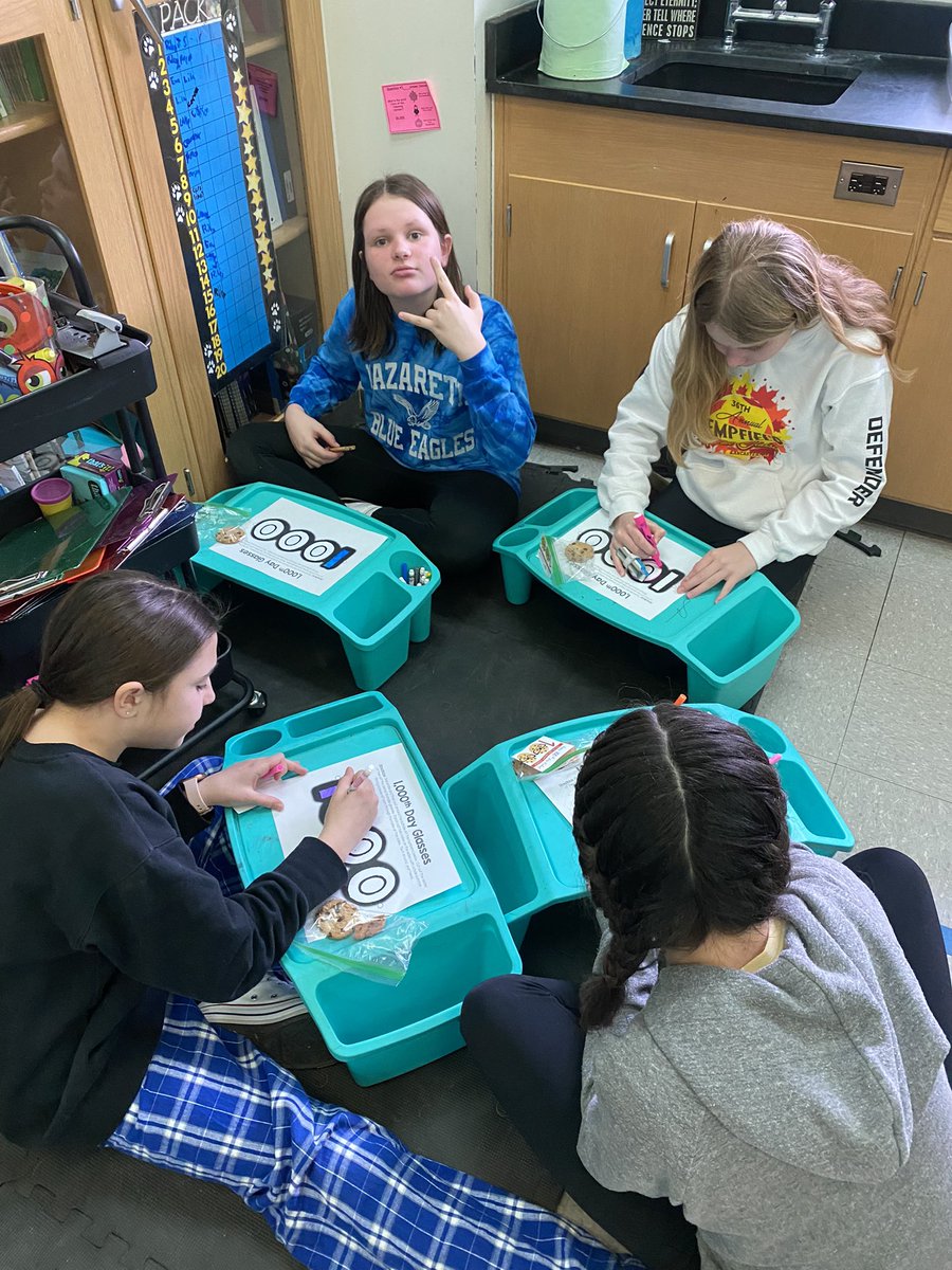 _mrswolf5's tweet photo. I may be biased but I think the 1,000th day of school is a pretty valid reason to celebrate (especially when it involves solving a Math equation)! https://t.co/5BT4QyZrsT