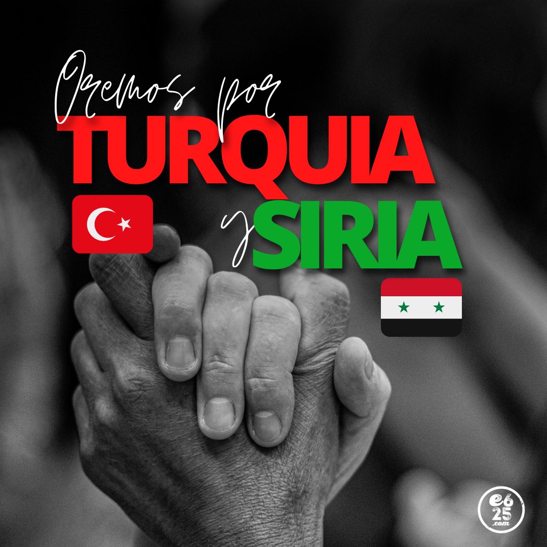 OREMOS POR TURQUÍA 🇹🇷 Y SIRIA 🇸🇾  las personas afectadas por el terremoto, que ha cobrado la vida de miles de personas, oremos por sus familias, por la iglesia en aquel lugar, por los misioneros, q la misericordia de Dios sea con todos en este momento de dificultad. 

Rom. 12:12
